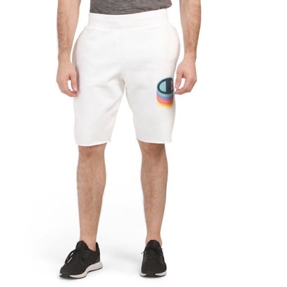 New CHAMPION White Reverse Weave Color Shadow Cut Off Shorts Large - Picture 7 of 11